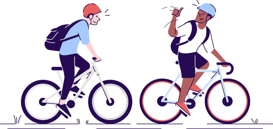 Friends riding bicycles  Illustration