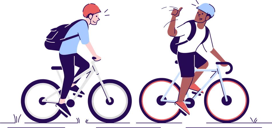 Friends riding bicycles  Illustration