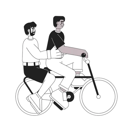 Friends riding on bike  Illustration