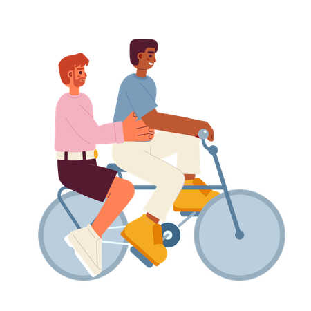 Friends riding on bike  Illustration
