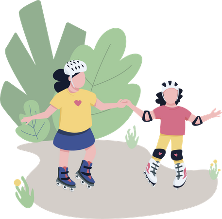 Friends roller skating in park Illustration