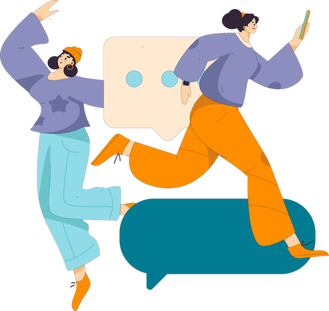 Friends sending request on social media Illustration