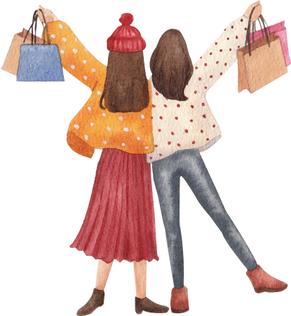 Friends Shopping  Illustration