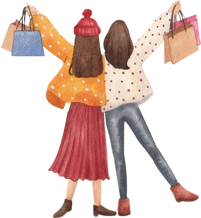 Friends Shopping  Illustration