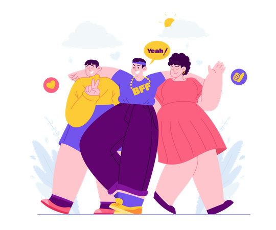 Friends standing together  Illustration