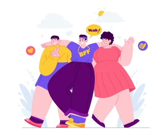 Friends standing together  Illustration