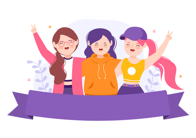 Friends standing together  Illustration