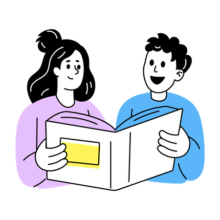 Friends studying together during exam  Illustration