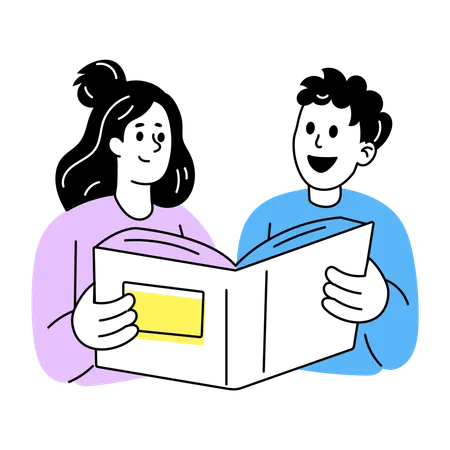 Friends studying together during exam  Illustration