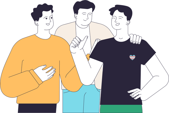 Friends supporting a friend with gender transition  Illustration