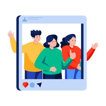 Friends Taking picture  Illustration