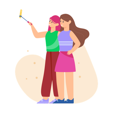 Friends taking Selfie  Illustration