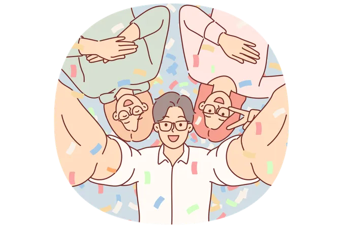 Friends taking selfie in party  Illustration