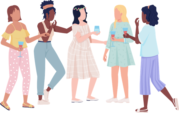 Friends talking and having fun in party Illustration