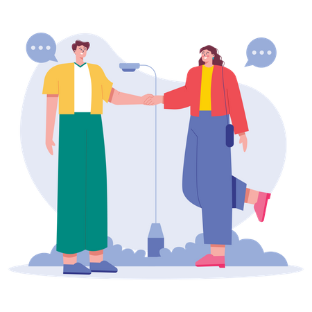 Friends talking outdoor  Illustration