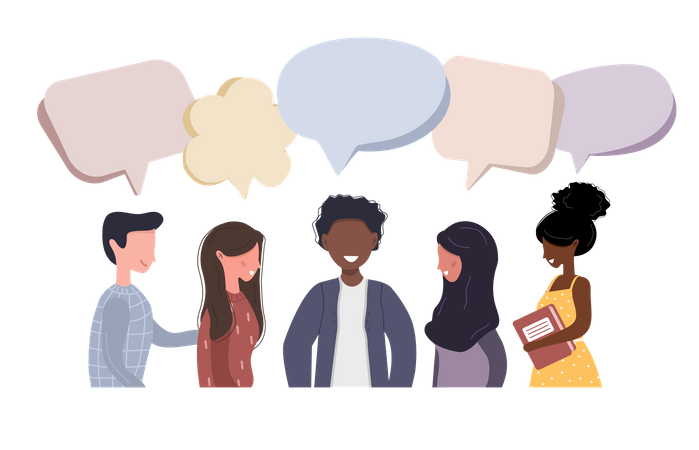 Best Premium Friends talking to each other Illustration download in PNG &  Vector format