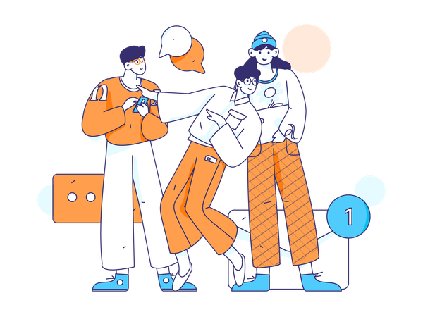 Friends talking together  Illustration