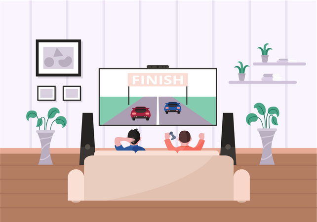 Friends Watching Tv  Illustration