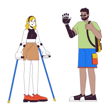 Friends with disabilities  Illustration