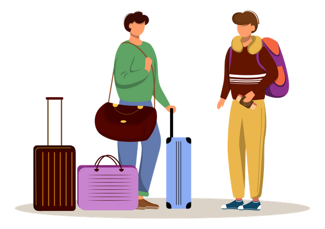 Friends With Luggage Illustration