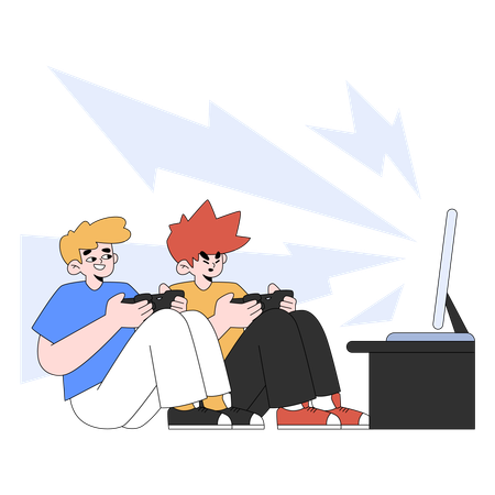 Friendship playing game together  Illustration