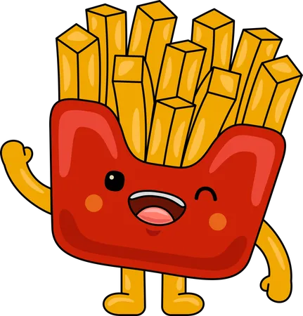 Fries Mascot winking eye  Illustration