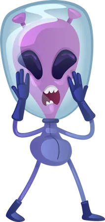 Frightened Alien Flat Cartoon Vector Illustration Emotional Extraterrestrial In Spacesuit Ready To Use 2 D Character Template For Commercial Animation Printing Design Isolated Comic Hero イラスト