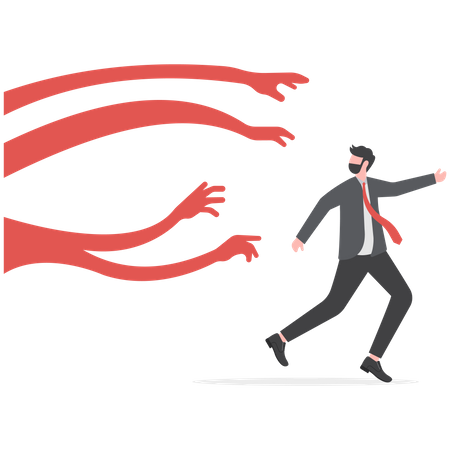 Frightened businessman running away  Illustration