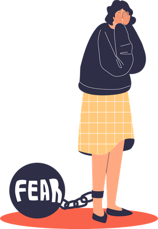 Frightened female with panic disorder Illustration