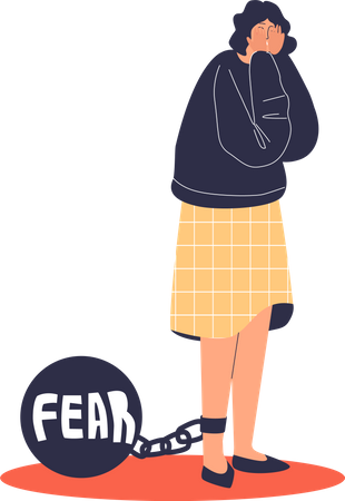 Frightened female with panic disorder  Illustration