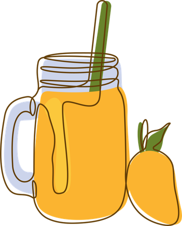 Frischer Mangosaft im Glas mit Stroh  Illustration