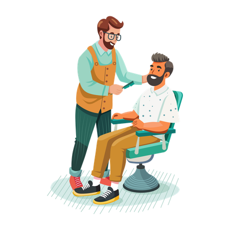 Friseur schneidet Haare  Illustration