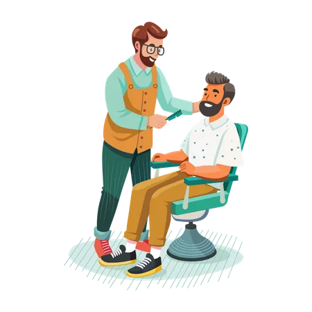 Friseur schneidet Haare  Illustration