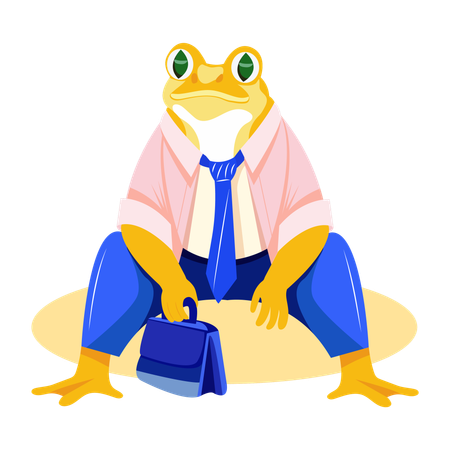 Frog holding briefcase  Illustration