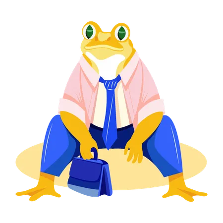 Frog holding briefcase  Illustration