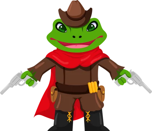 Frog With Guns  Illustration