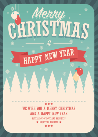 Frohe Weihnachten-Karte auf Winter-Hintergrund, Plakat-Design, Vektor-Illustration  Illustration