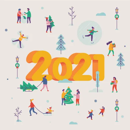 Frohes neues Jahr 2021  Illustration