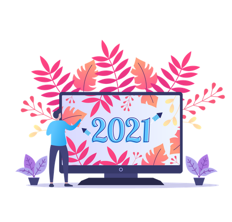 Frohes neues Jahr 2021  Illustration