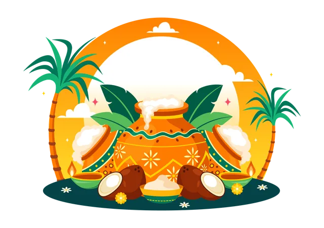 Fröhliches Pongal-Fest  Illustration