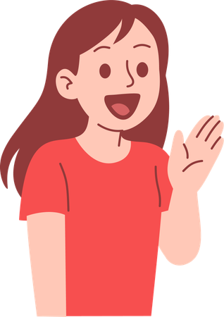 Fröhliche Frau winkt mit der Hand  Illustration