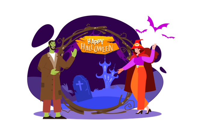 Fröhliche Halloweenparty  Illustration