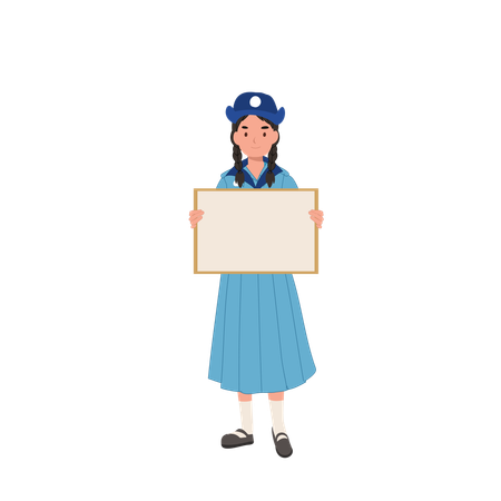 Fröhliche Thai Girl Scout Holding Blank Board  Illustration