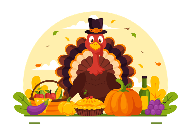 Fröhliche Thanksgiving-Feier  Illustration