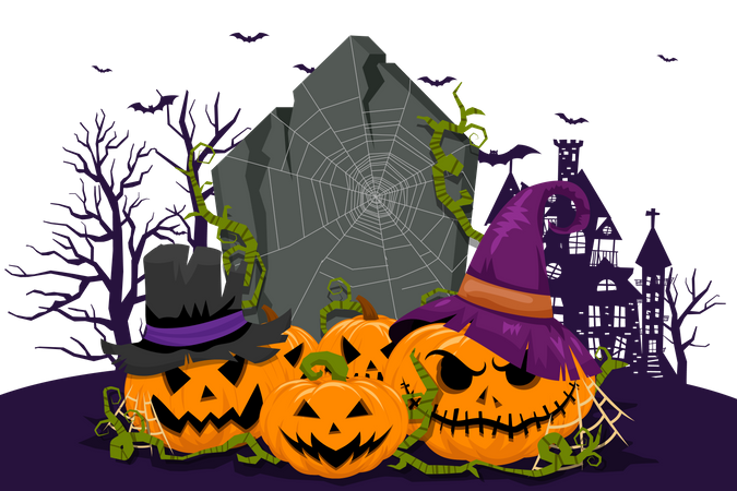Fröhlicher Halloween-Kürbis  Illustration