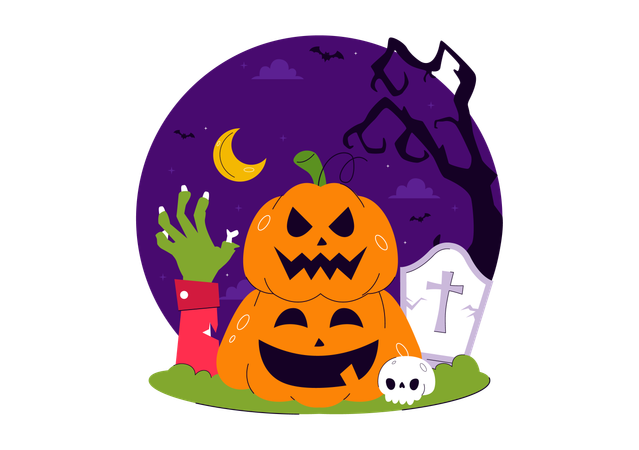 Fröhliches Halloween-Nachtfest  Illustration