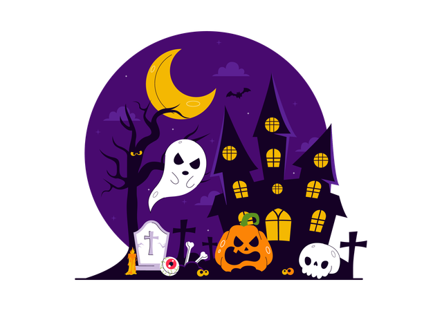 Fröhliches Halloween-Nachtfest  Illustration