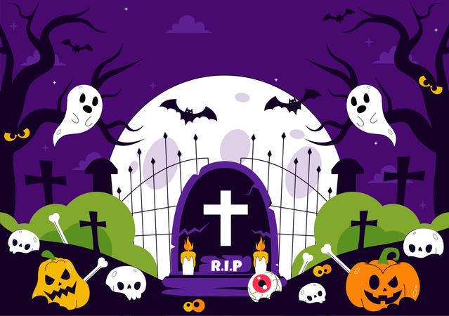 Fröhliches Halloween-Nachtfest  Illustration