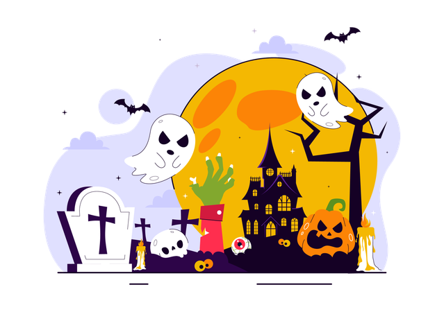 Fröhliches Halloween-Nachtfest  Illustration