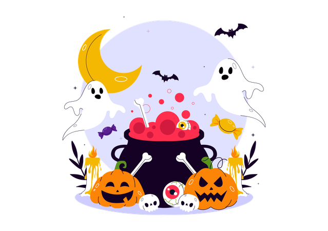 Fröhliches Halloween-Nachtfest  Illustration
